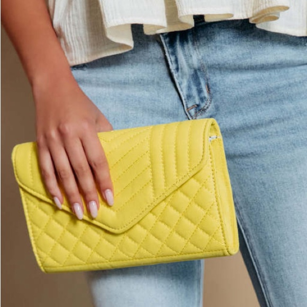 NWT - Yellow clutch - removable strap included, roomy inside